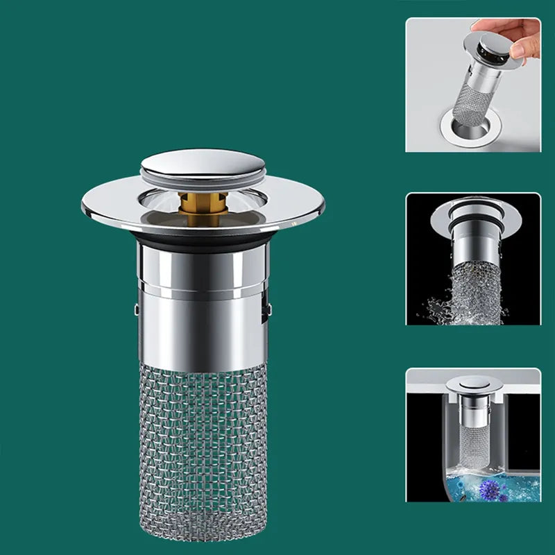 Sink Drain Strainer with Removable Stainless Steel Basket PLUS