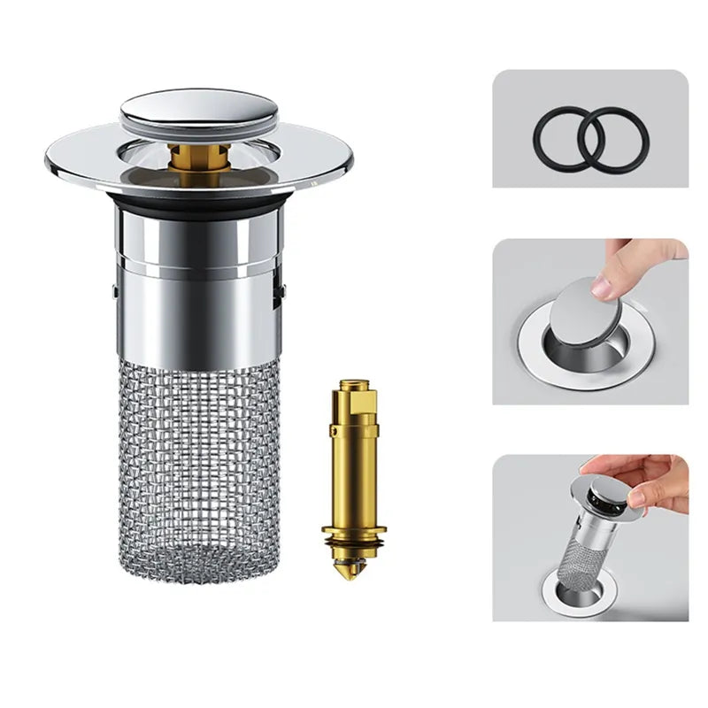 Sink Drain Strainer with Removable Stainless Steel Basket PLUS