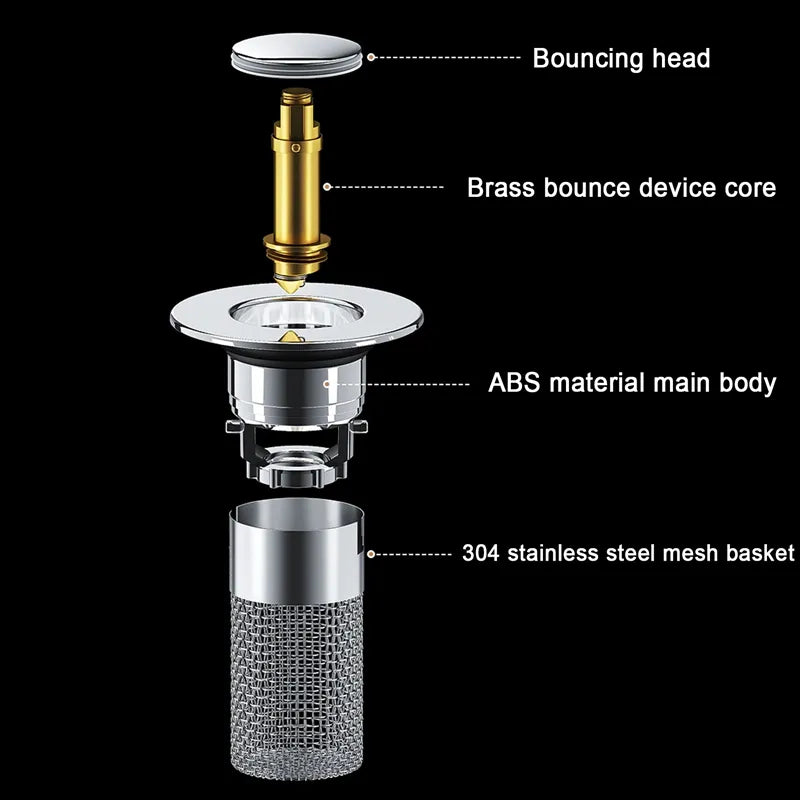Sink Drain Strainer with Removable Stainless Steel Basket PLUS