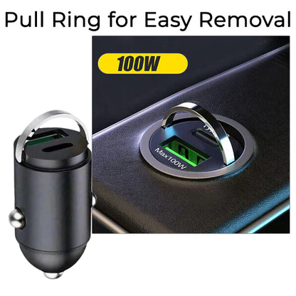 Invisible Fast-Charging 2 Port USB Car Charger Adaptor (USB Type-A & Type-C)